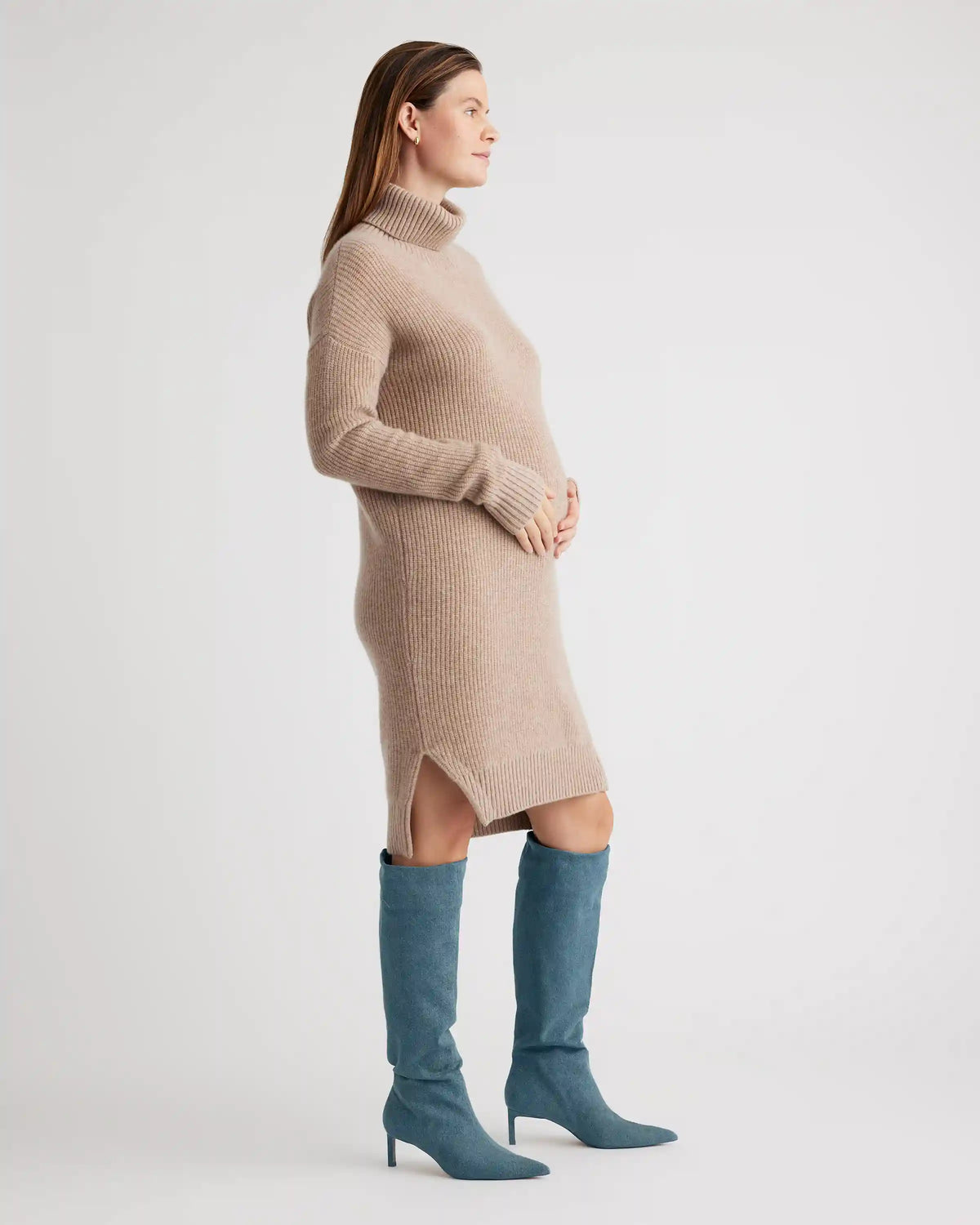 Mongolian Cashmere Fisherman Maternity Sweater Dress