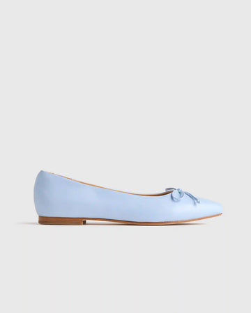 Italian Leather Pointed Bow Flat