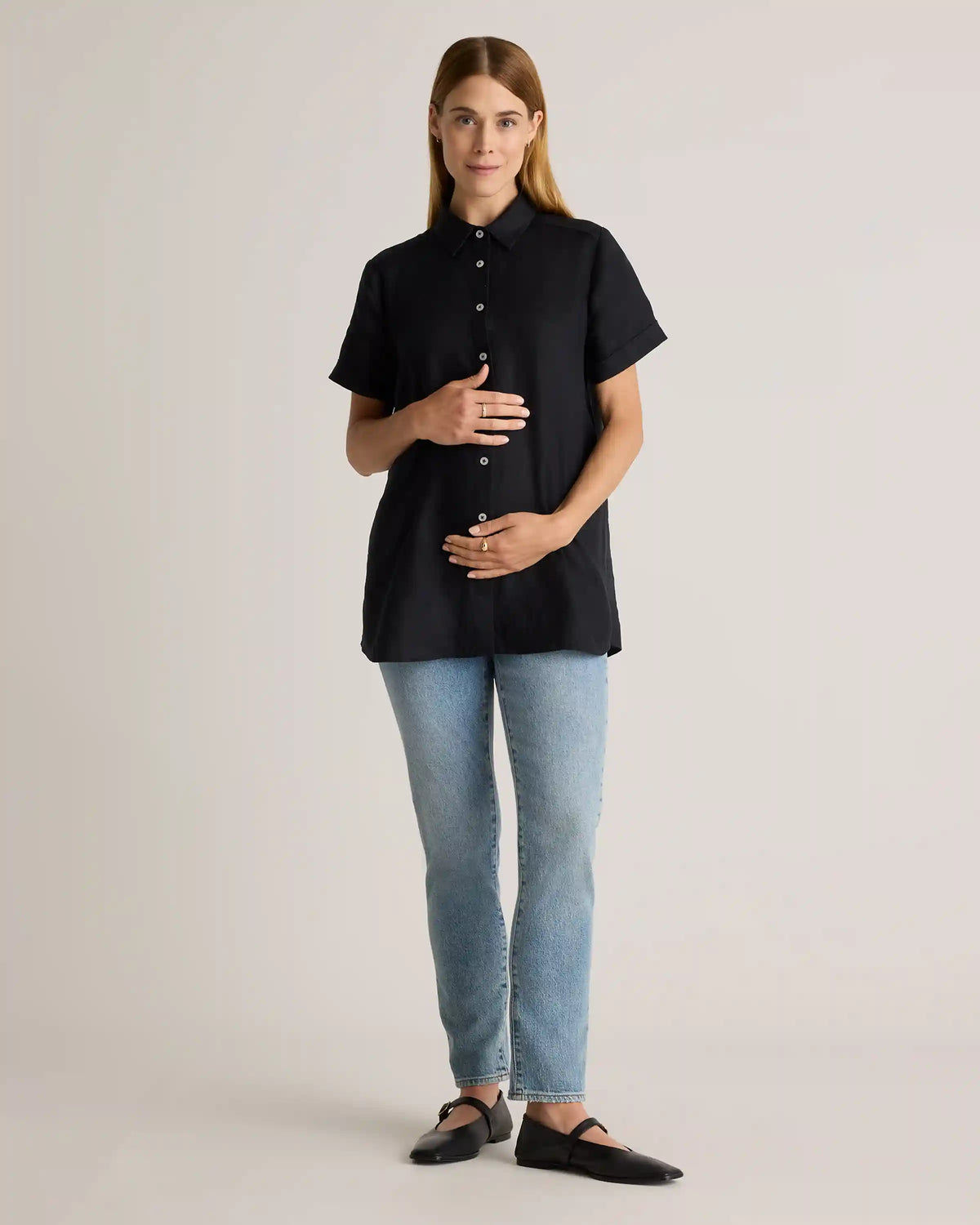 100% European Linen Maternity Camp Shirt