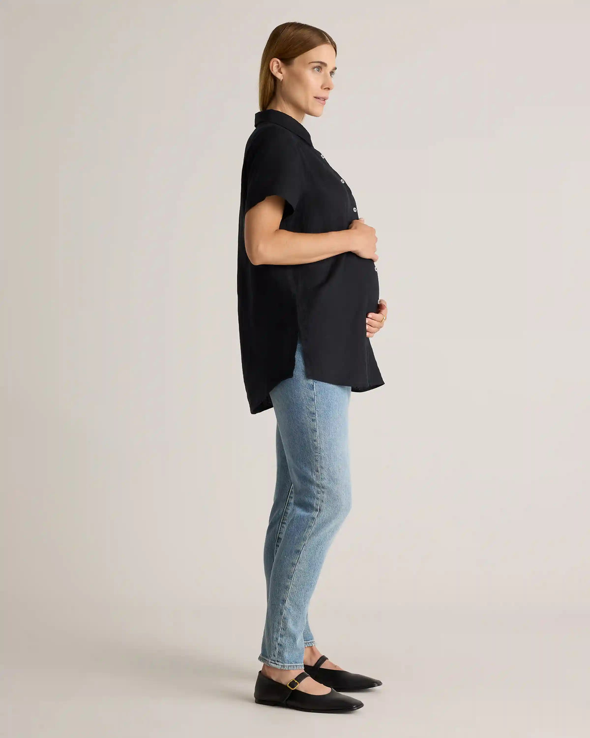 100% European Linen Maternity Camp Shirt