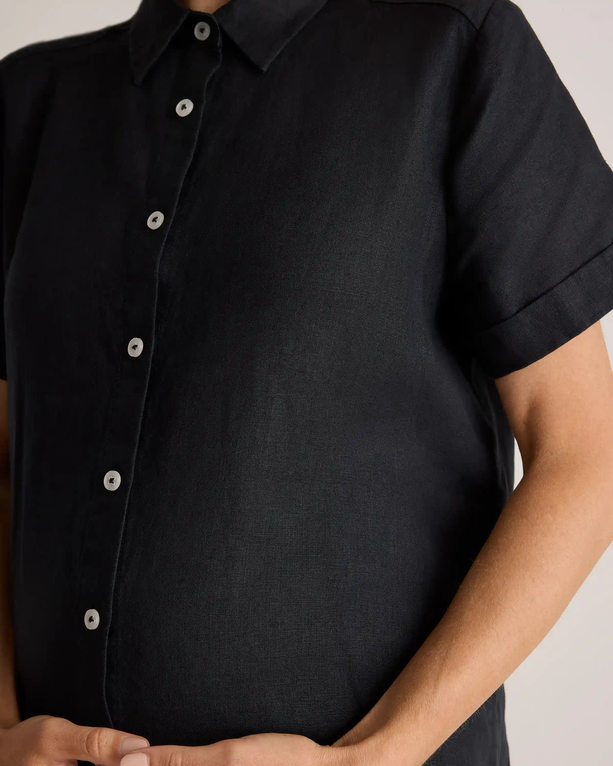100% European Linen Maternity Camp Shirt