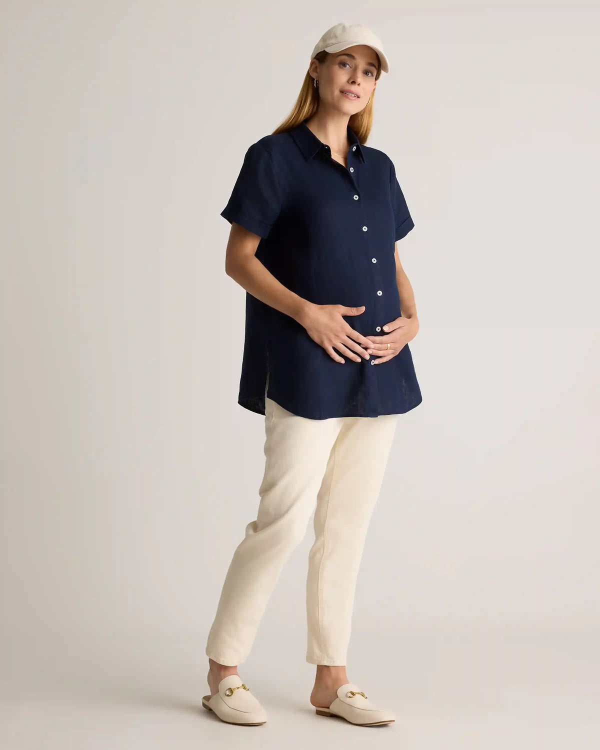100% European Linen Maternity Camp Shirt