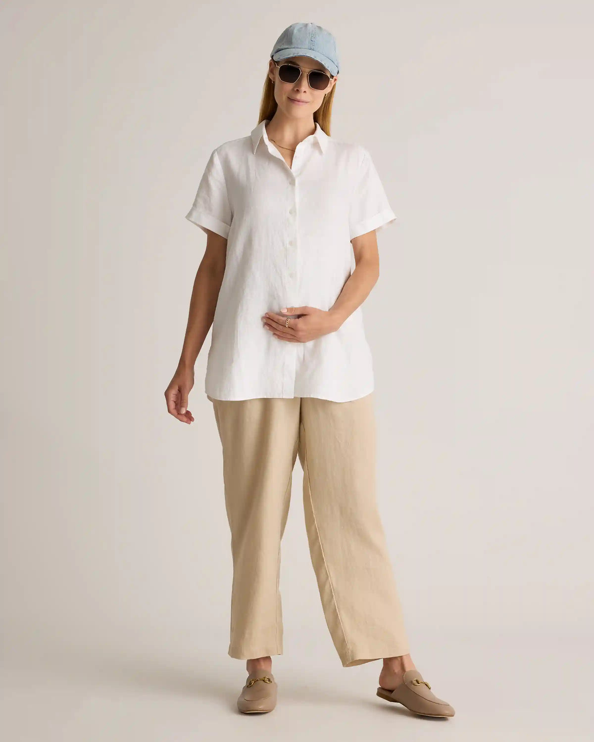 100% European Linen Maternity Camp Shirt