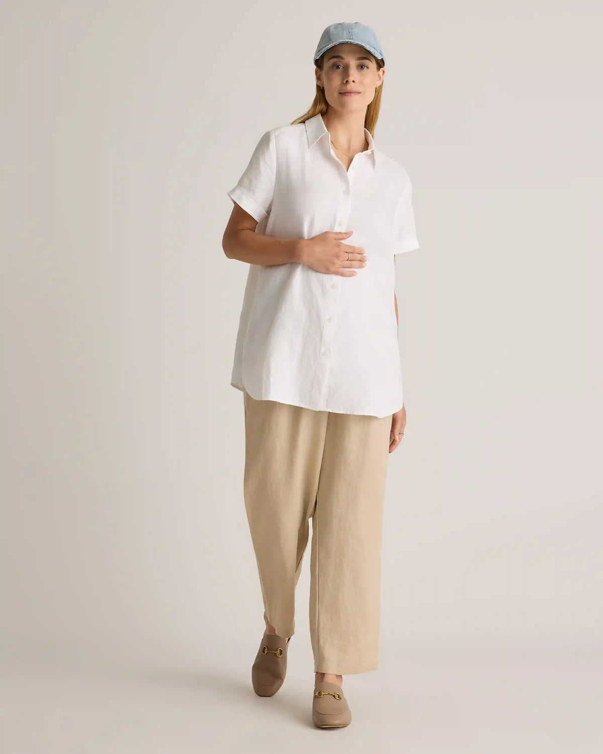 100% European Linen Maternity Camp Shirt