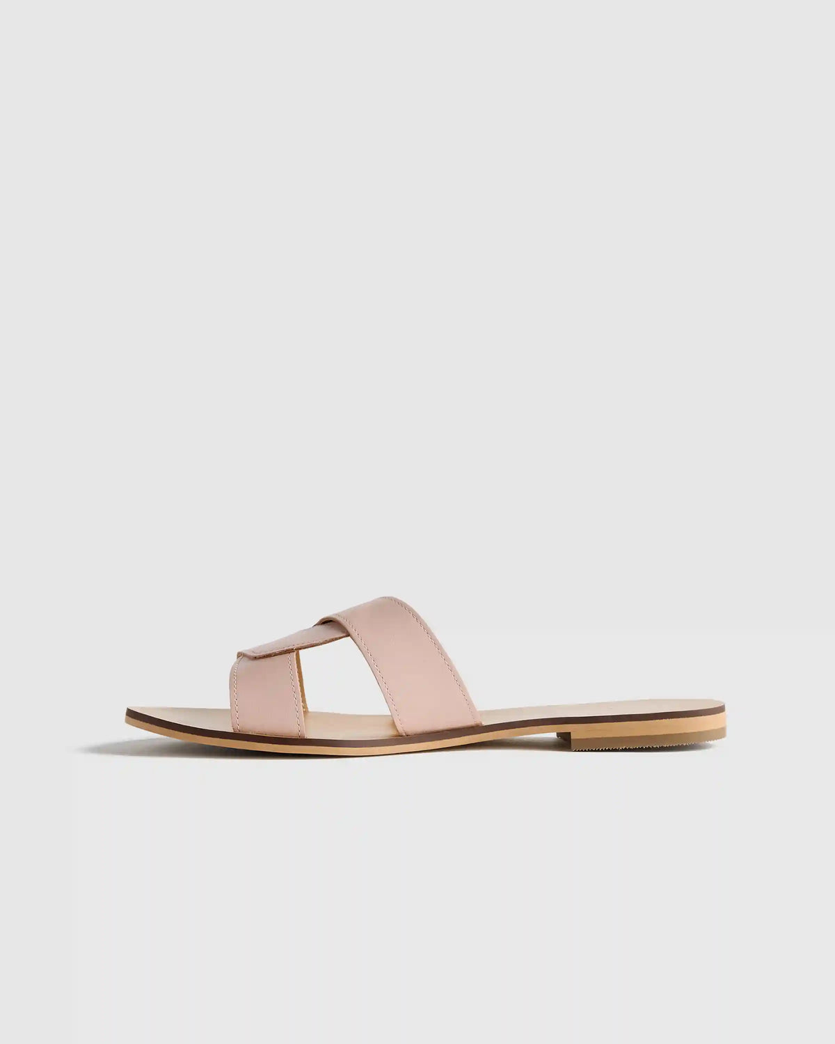 Italian Leather Cutout Slide Sandal