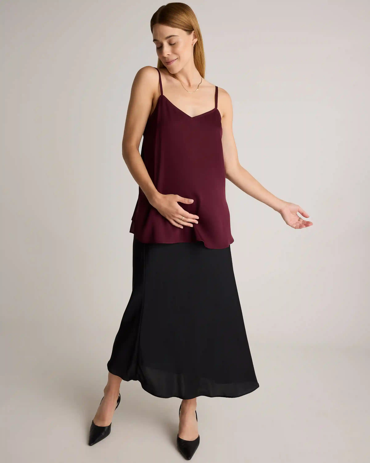 Washable Stretch Silk Maternity Skirt