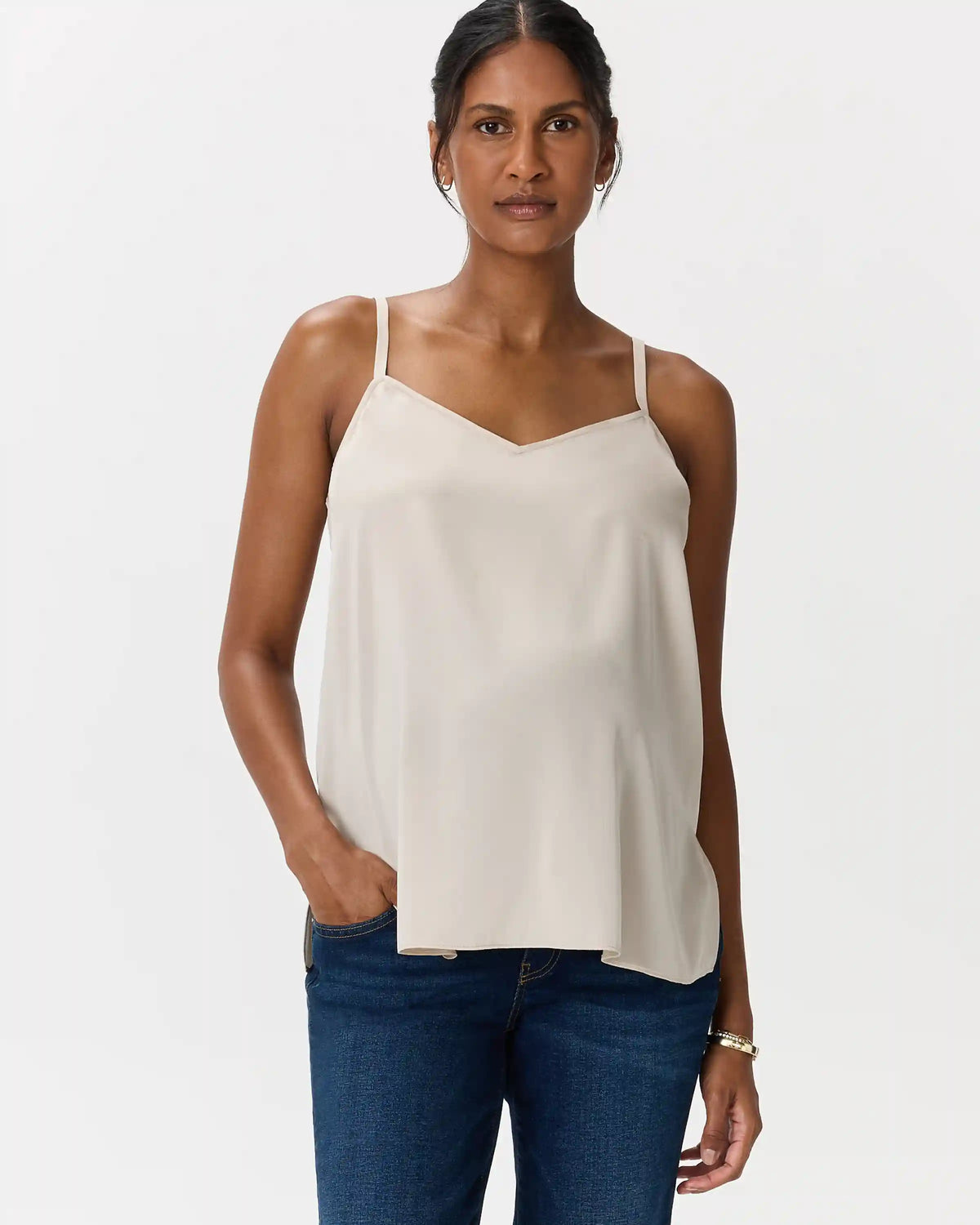 Washable Stretch Silk V-Neck Maternity Cami