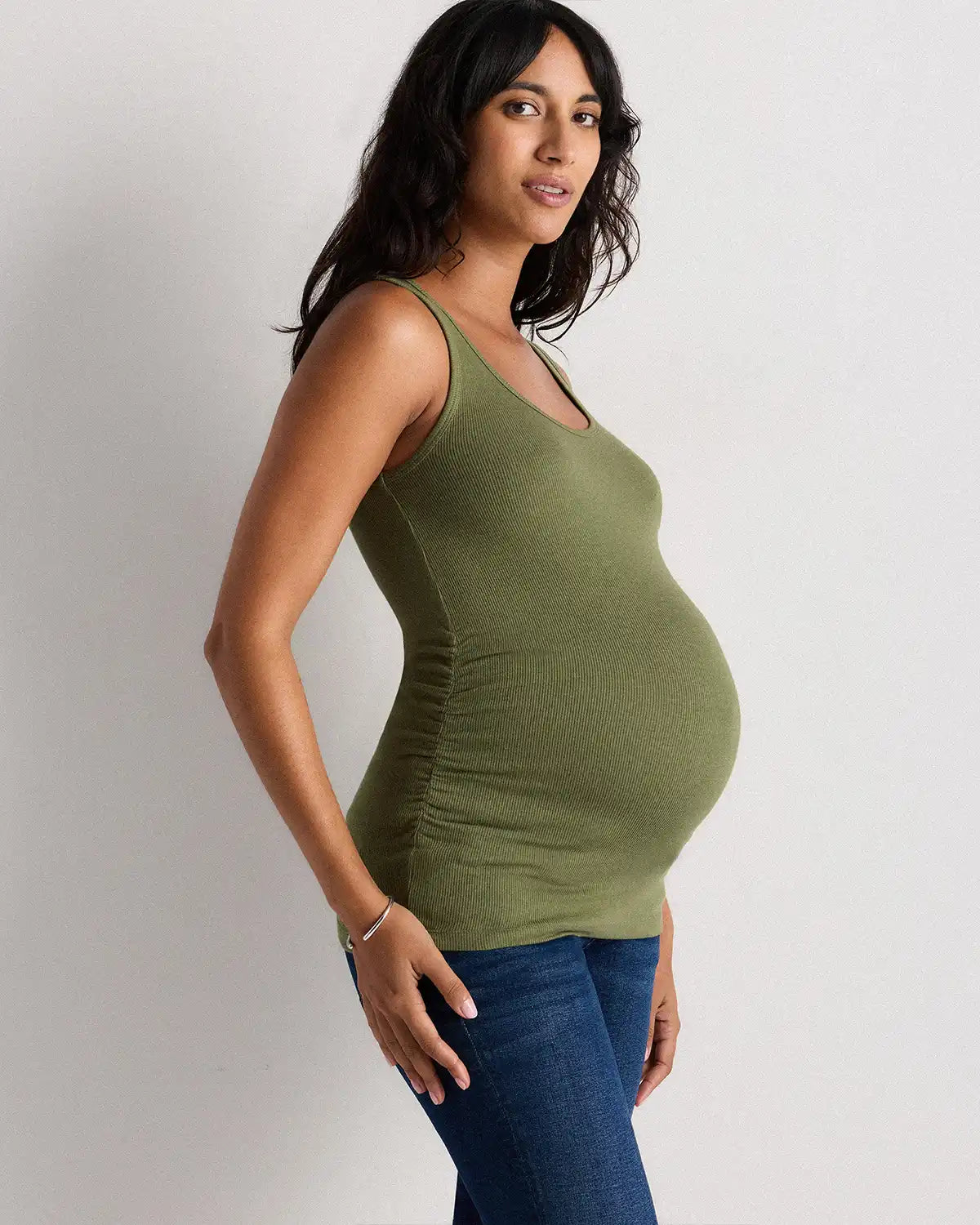 Bamboo Rib Maternity Scoop Neck Tank