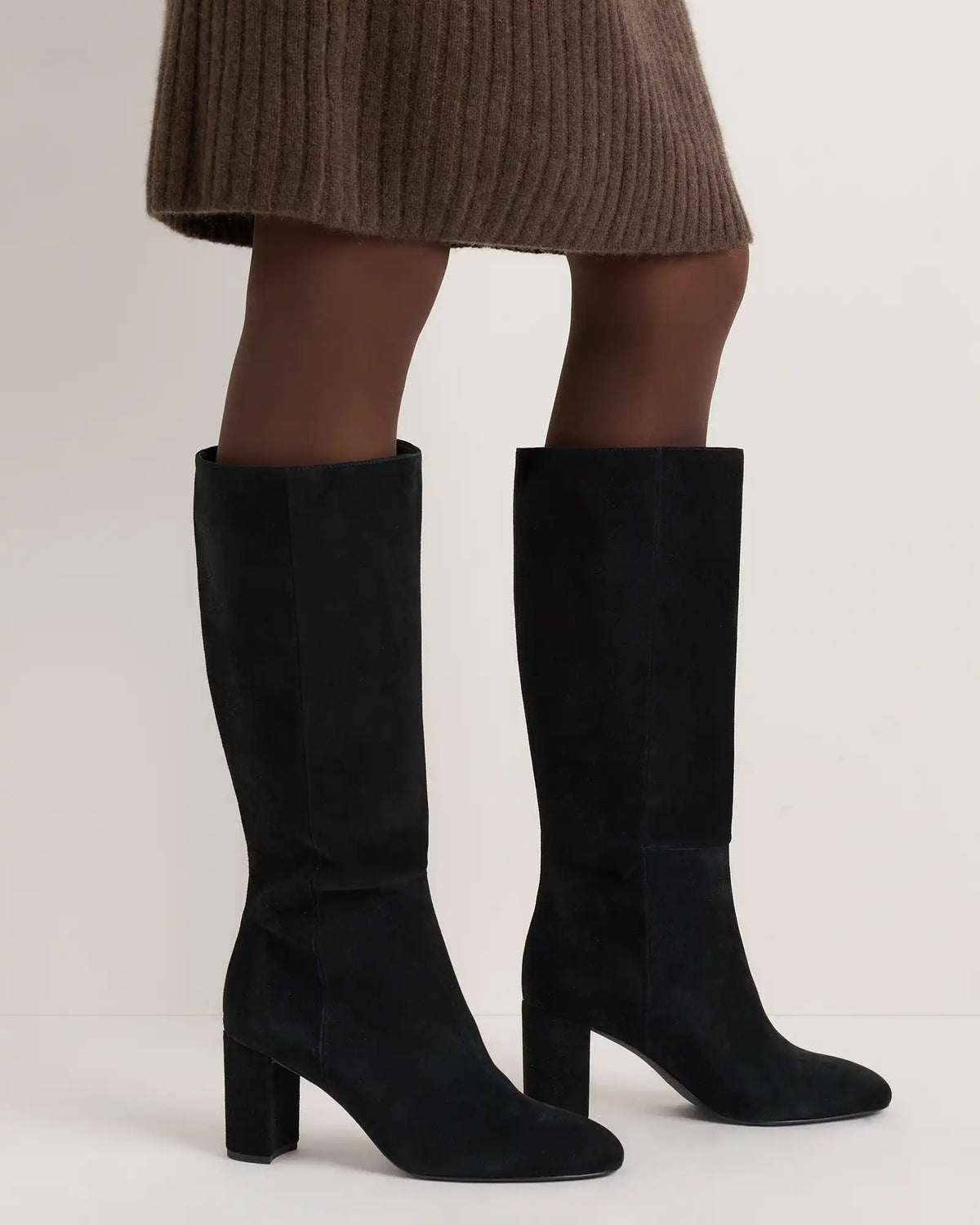 Italian Suede Block Heel Boots
