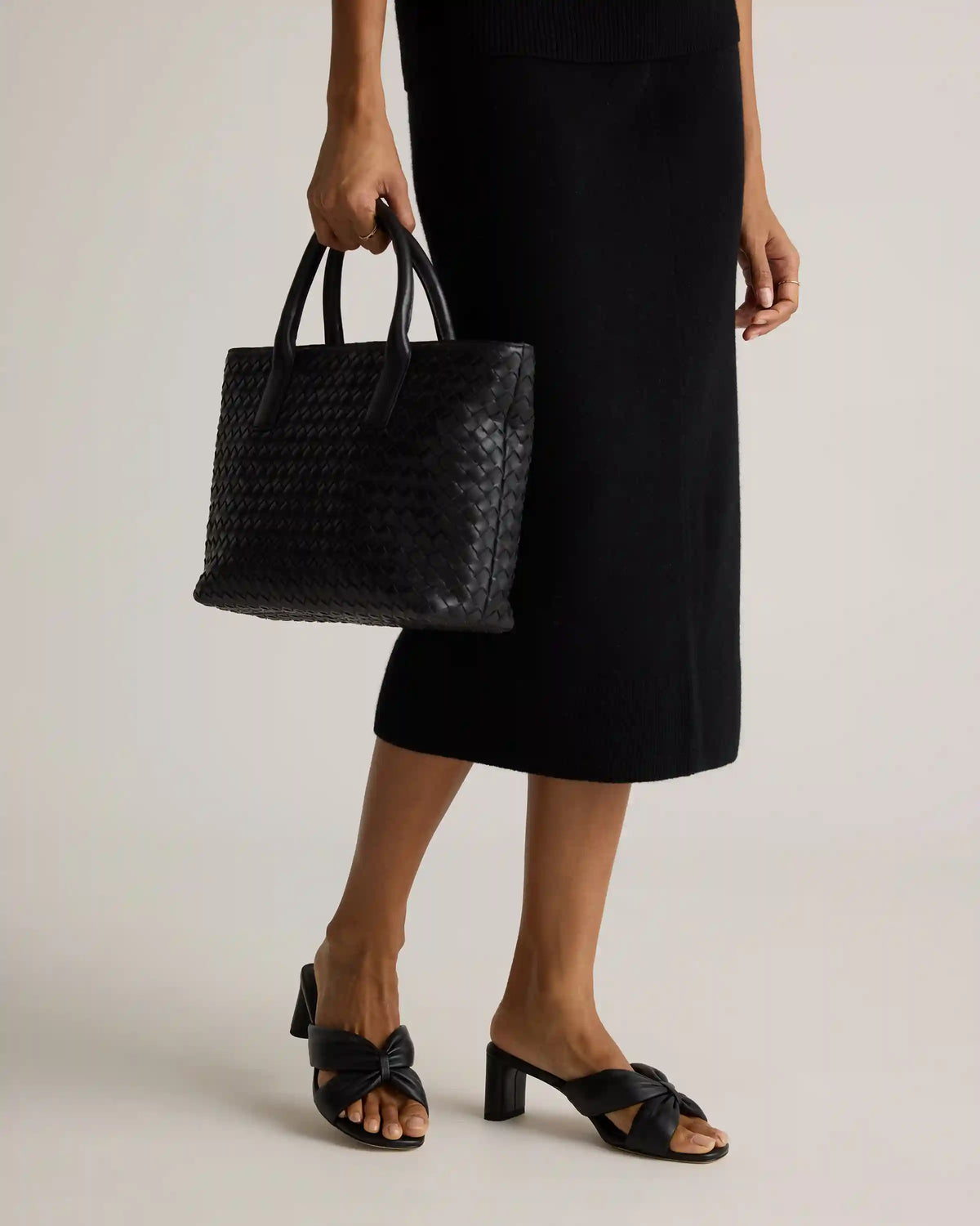 Italian Leather Twist Mid Heel Mule