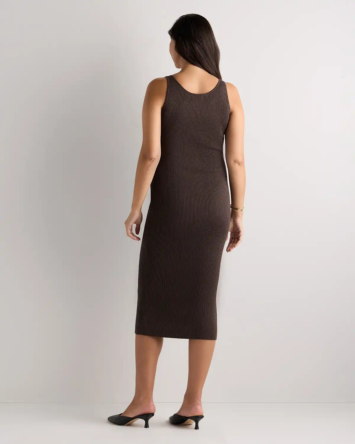 Lightweight Cotton Cashmere Maternity Fitted Midi Dress