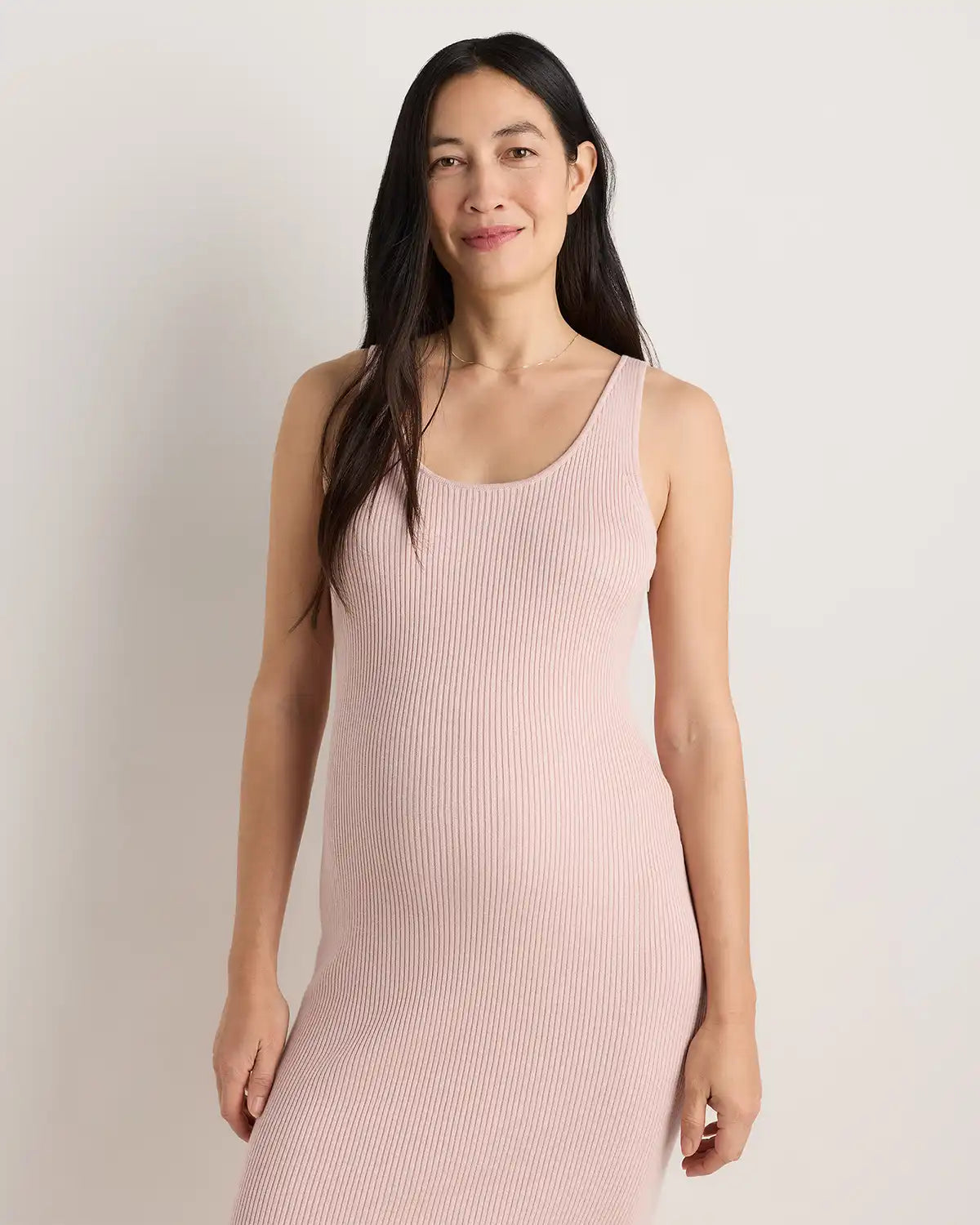 Lightweight Cotton Cashmere Maternity Fitted Midi Dress