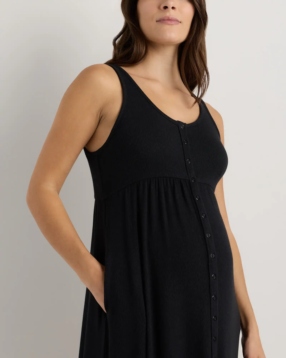 Bamboo Maternity Sleeveless Button Front Dress