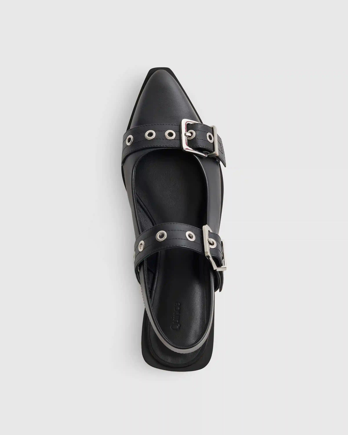 Italian Leather Bold Buckle Slingback Flat