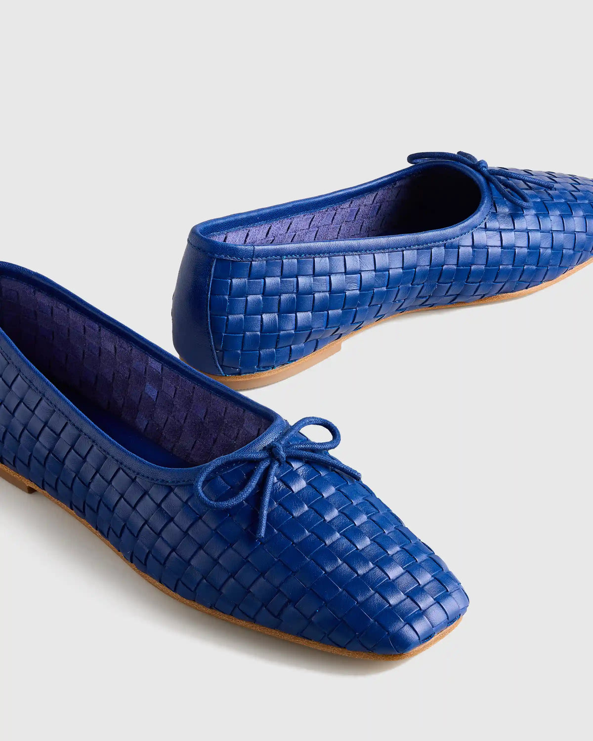 Italian Leather Handwoven Square Toe Ballet Flat