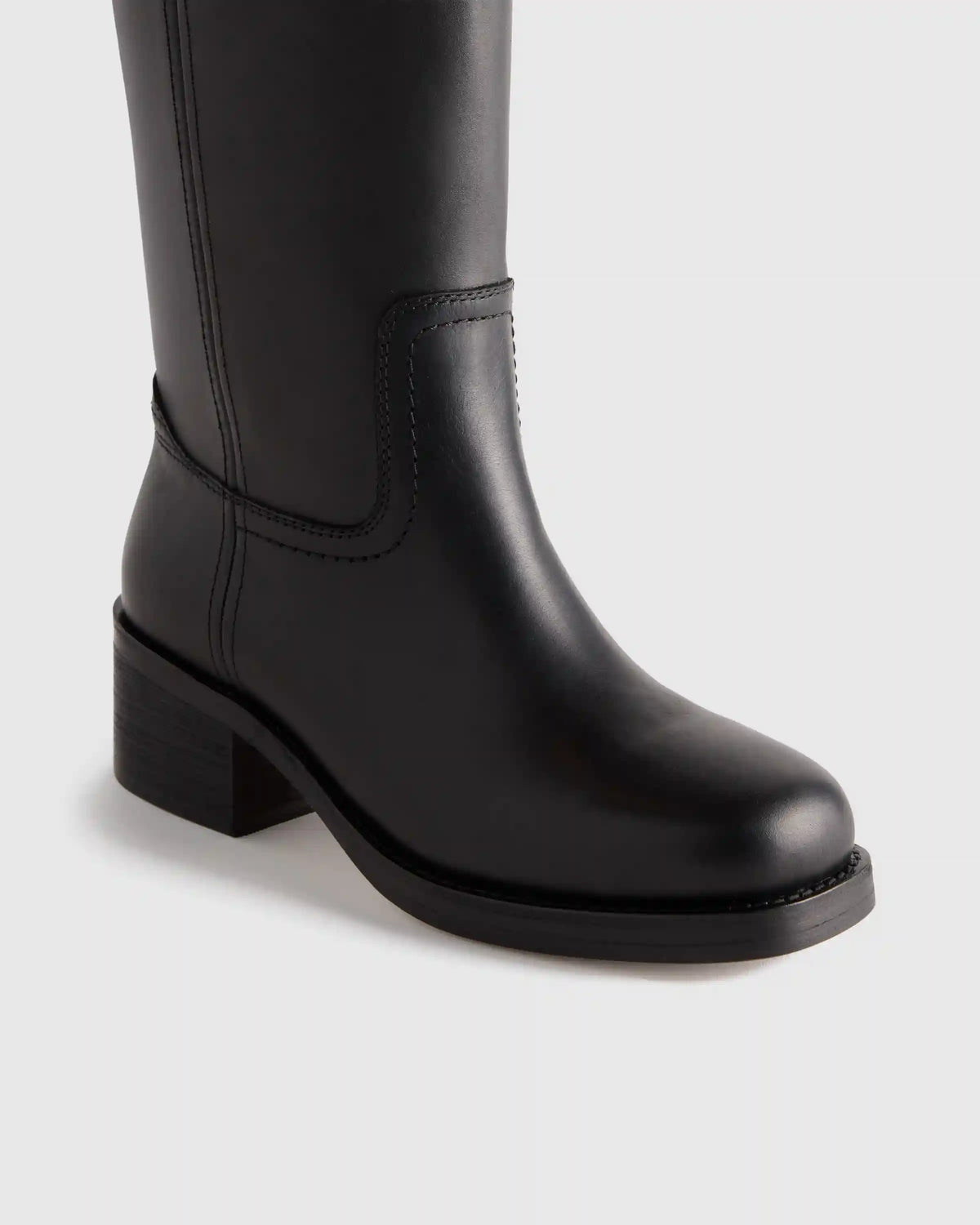 Italian Leather Block Heel Boot