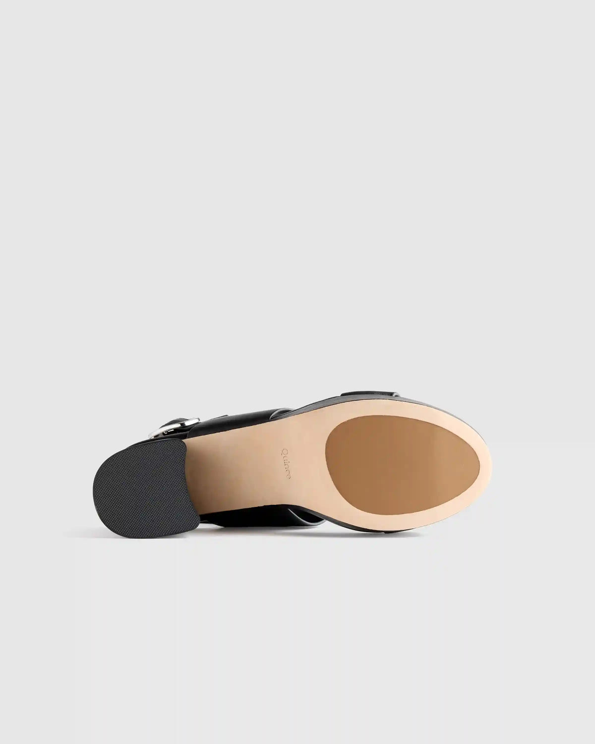 Italian Leather Double Band Block Heel Sandal