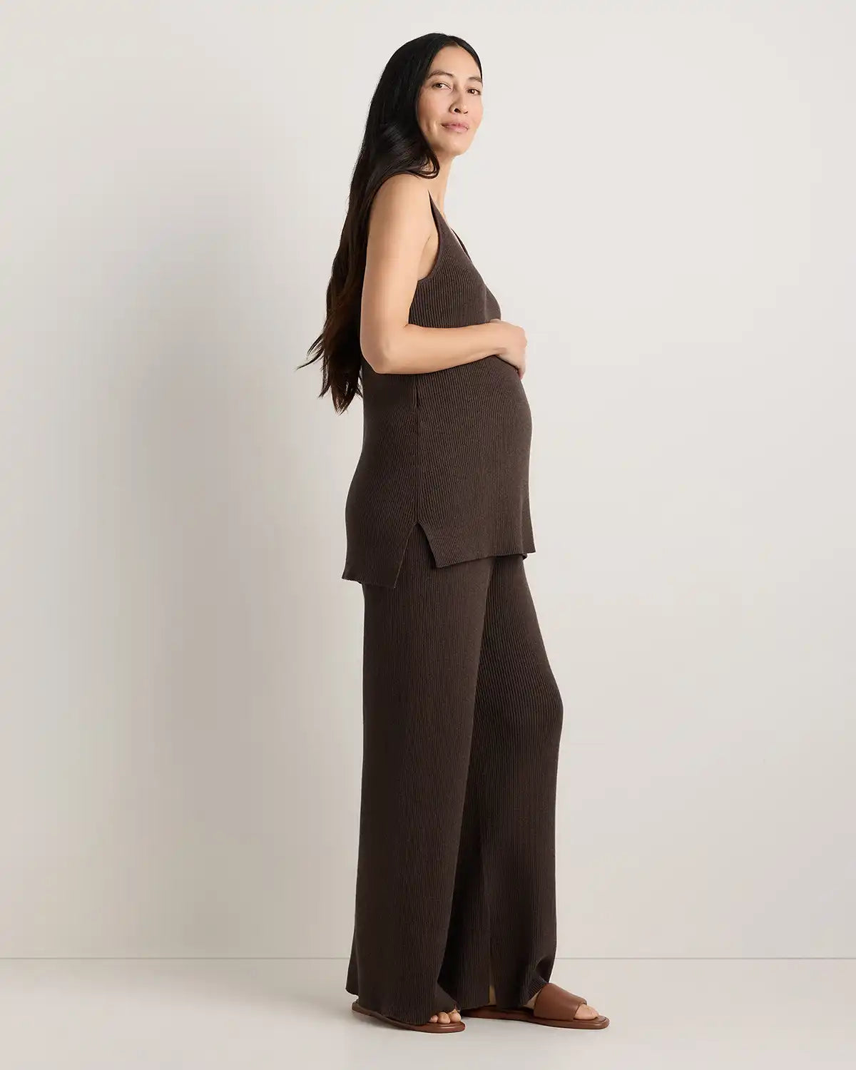 Cotton Cashmere Maternity Wide Leg Pants