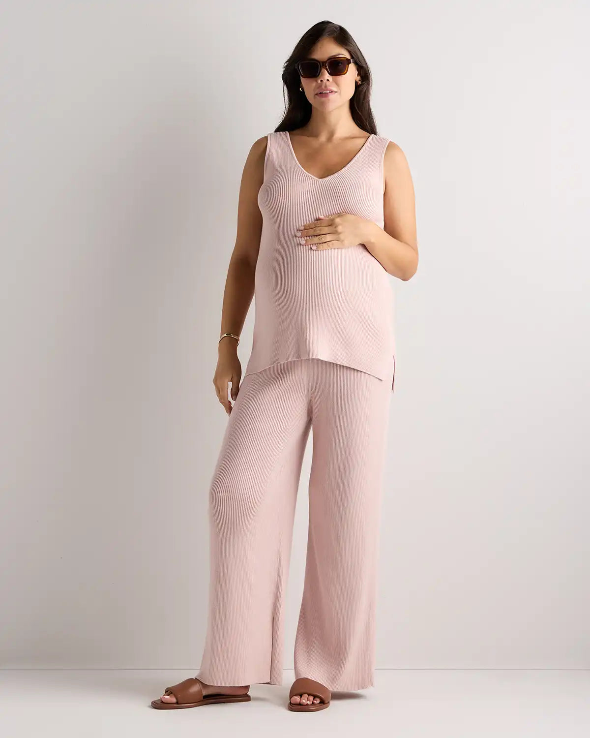 Cotton Cashmere Maternity Wide Leg Pants