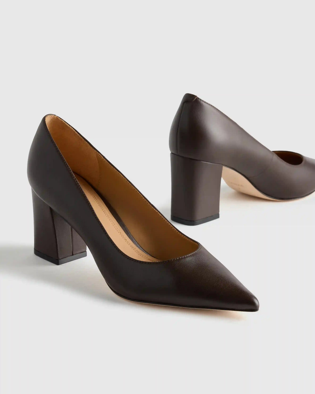 Italian Leather 65mm Block Heel Pump
