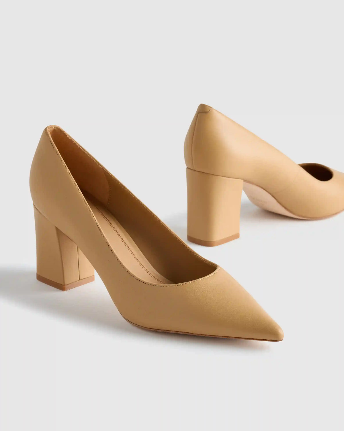 Italian Leather 65mm Block Heel Pump