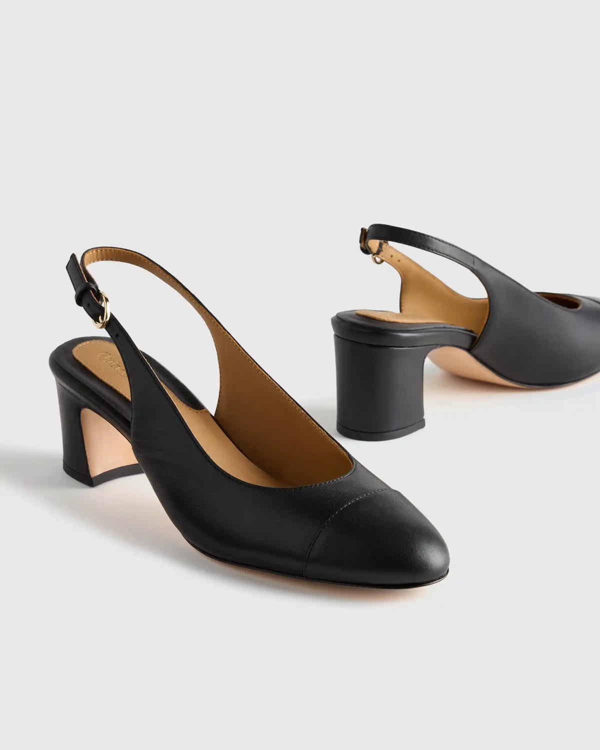 Italian Leather 65mm Cap Toe Slingback