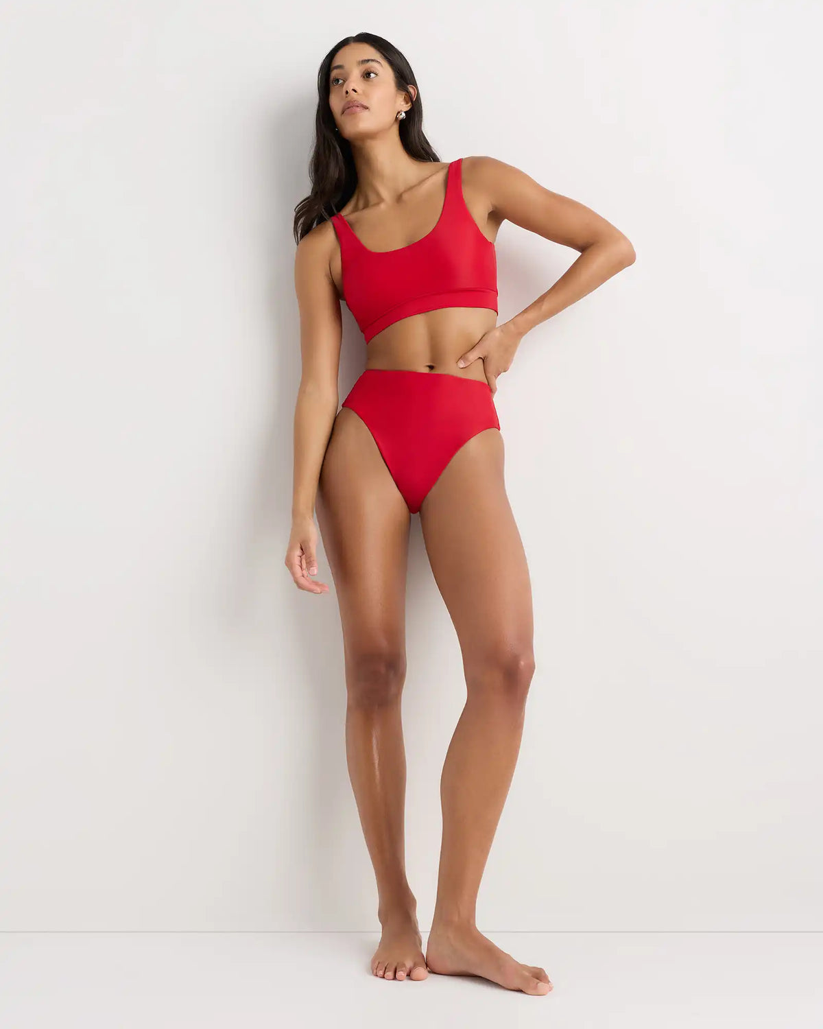 Italian High-Rise High-Leg Bikini Bottom