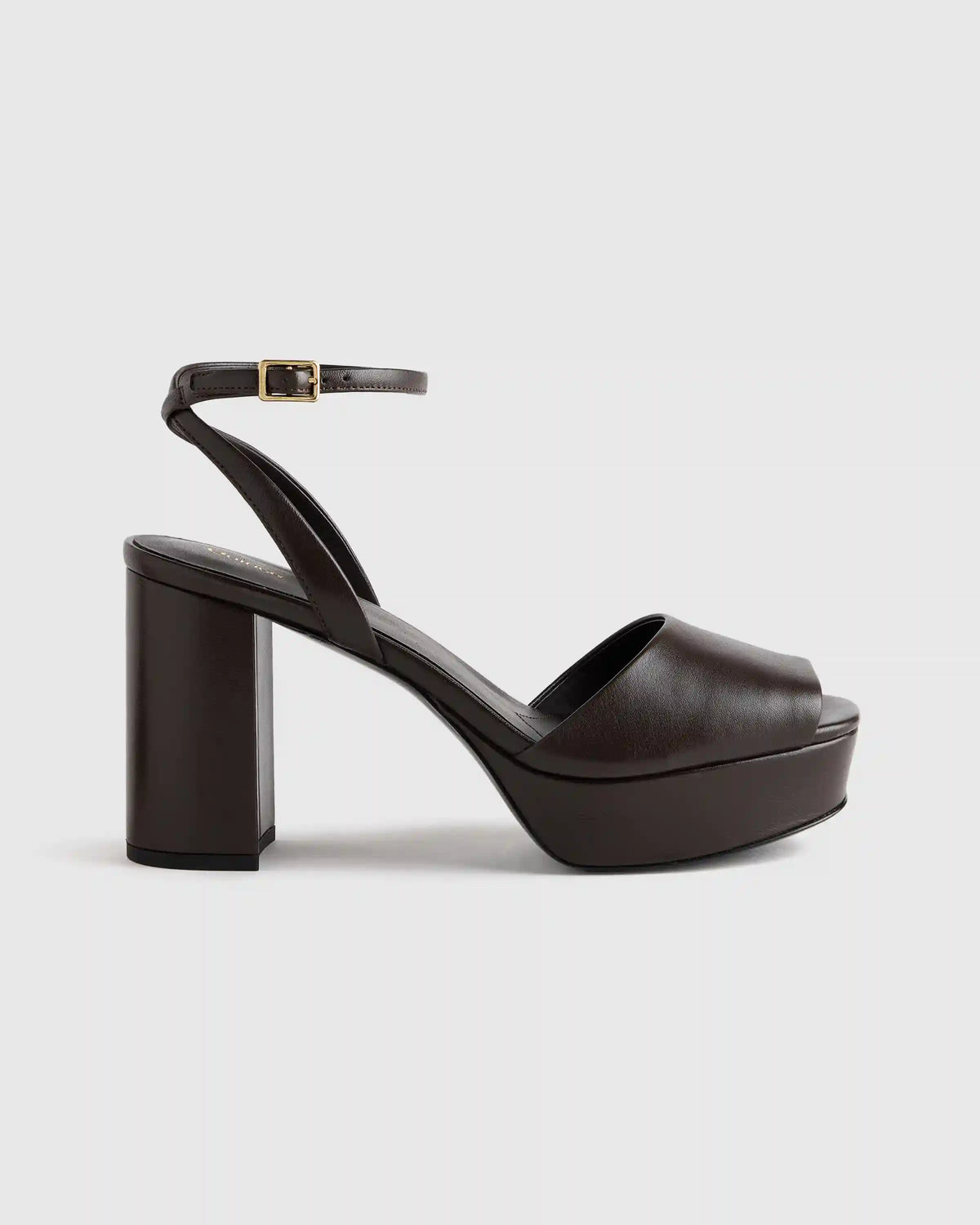 Italian Leather Platform 115mm Block Heel