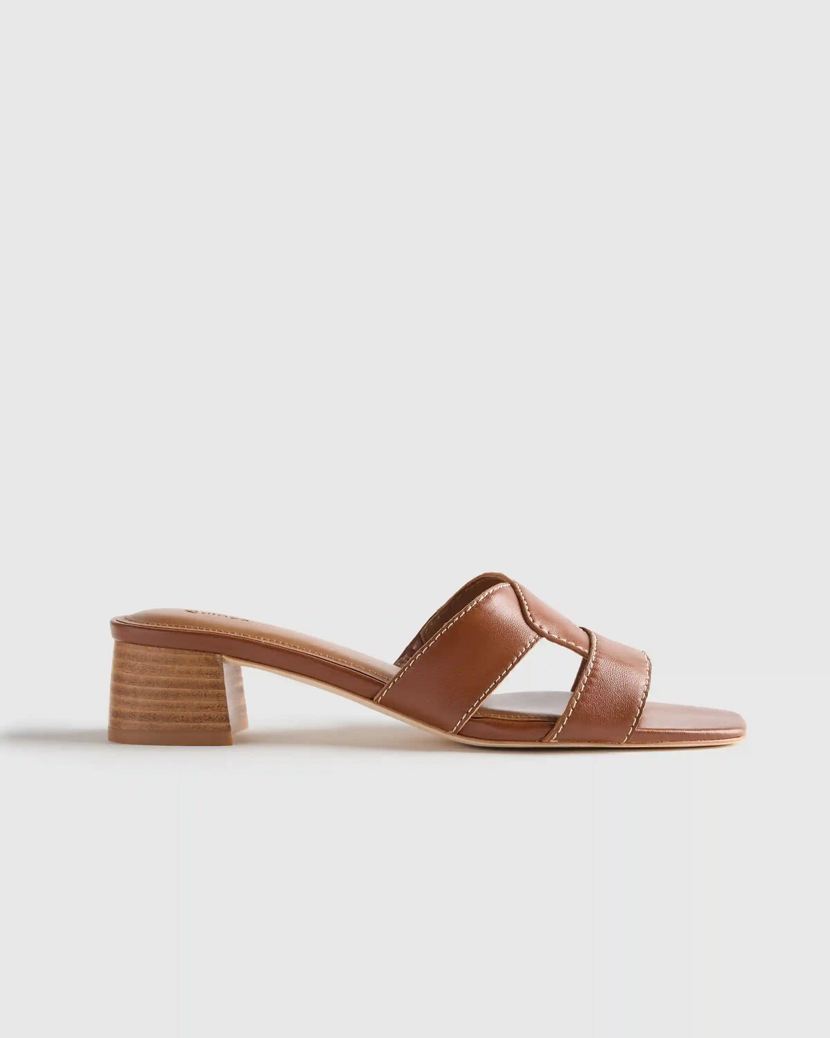 Italian Leather 35mm Wood Block Heel Mule