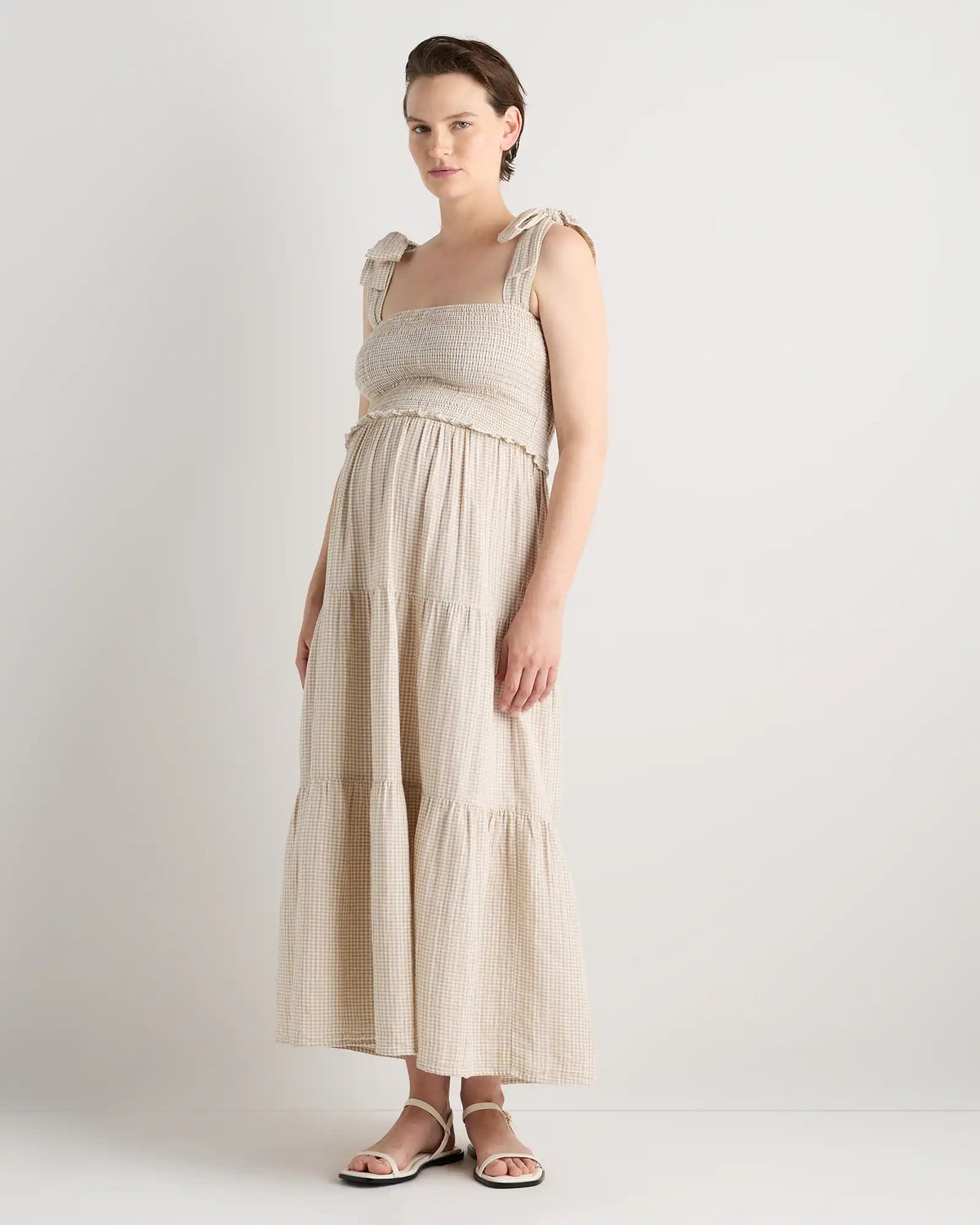 100% Organic Cotton Gauze Smocked Sleeveless Midi Dress