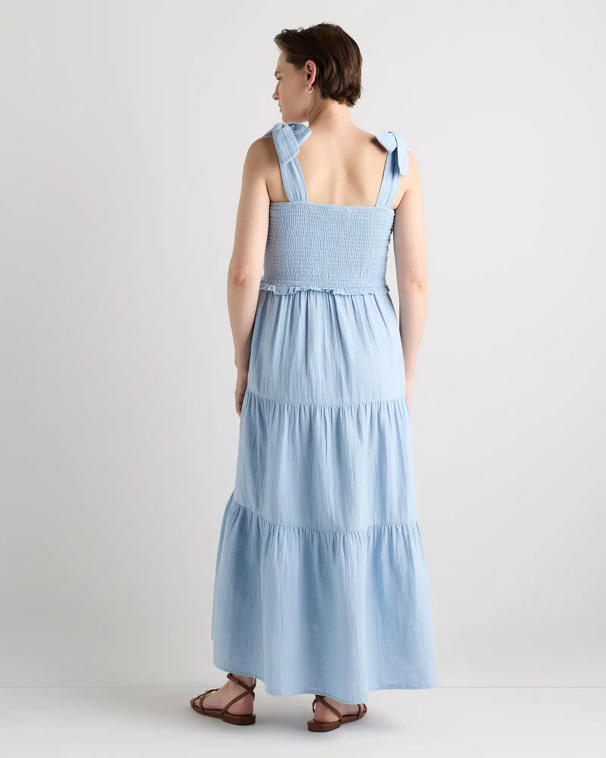 100% Organic Cotton Gauze Smocked Sleeveless Midi Dress
