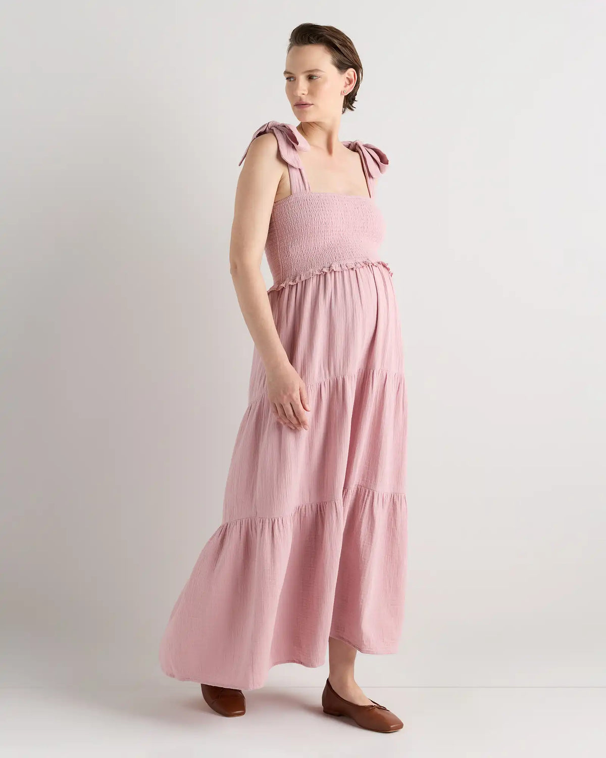 100% Organic Cotton Gauze Smocked Sleeveless Midi Dress
