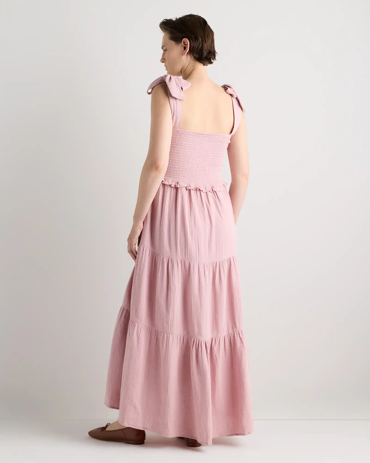 100% Organic Cotton Gauze Smocked Sleeveless Midi Dress