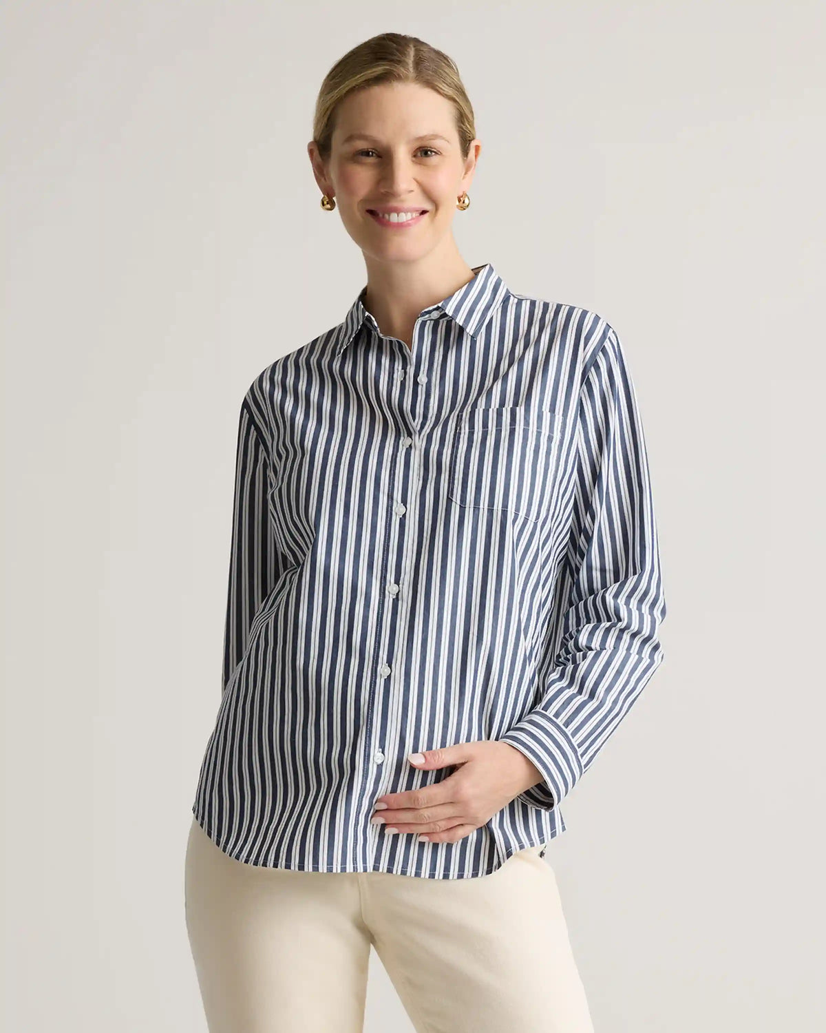 100% Organic Cotton Poplin Maternity Long Sleeve Shirt