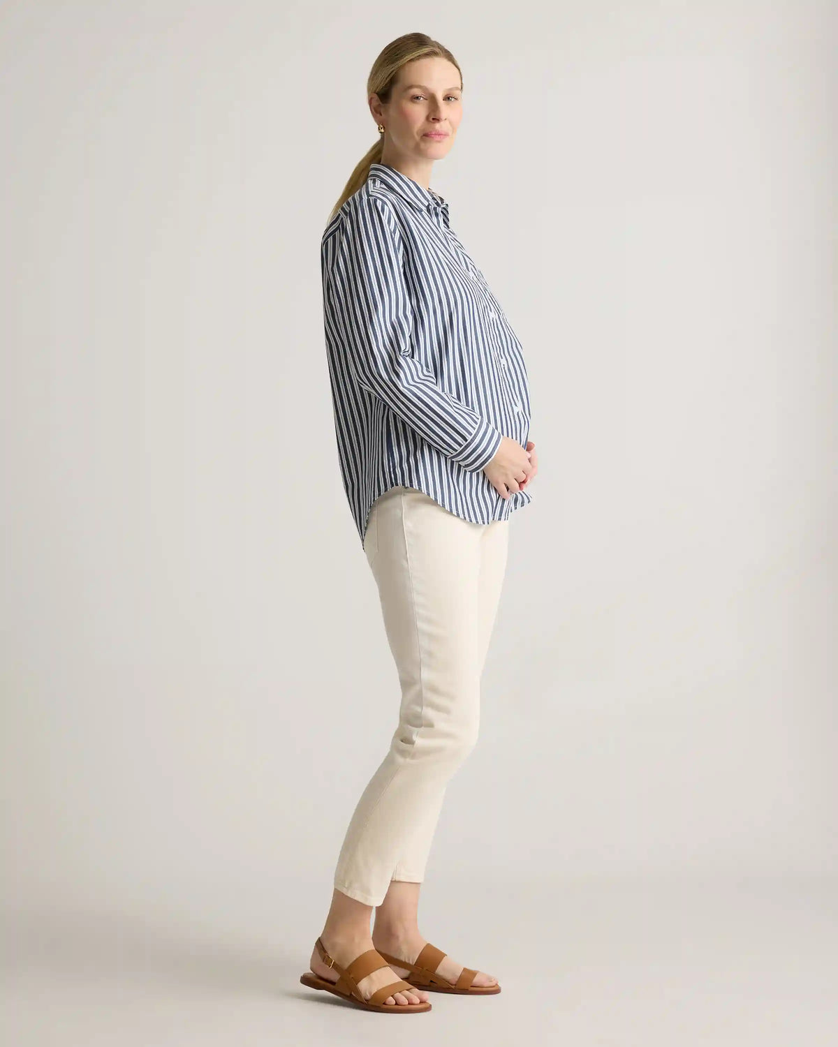 100% Organic Cotton Poplin Maternity Long Sleeve Shirt