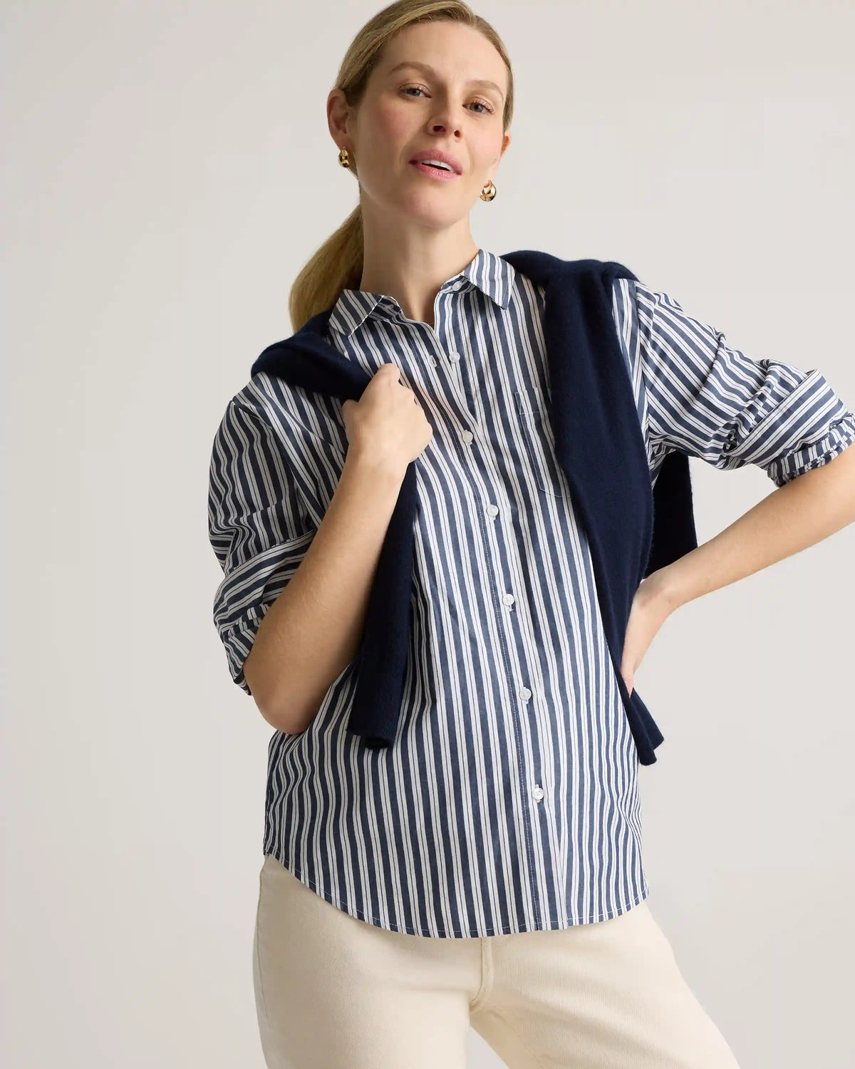 100% Organic Cotton Poplin Maternity Long Sleeve Shirt