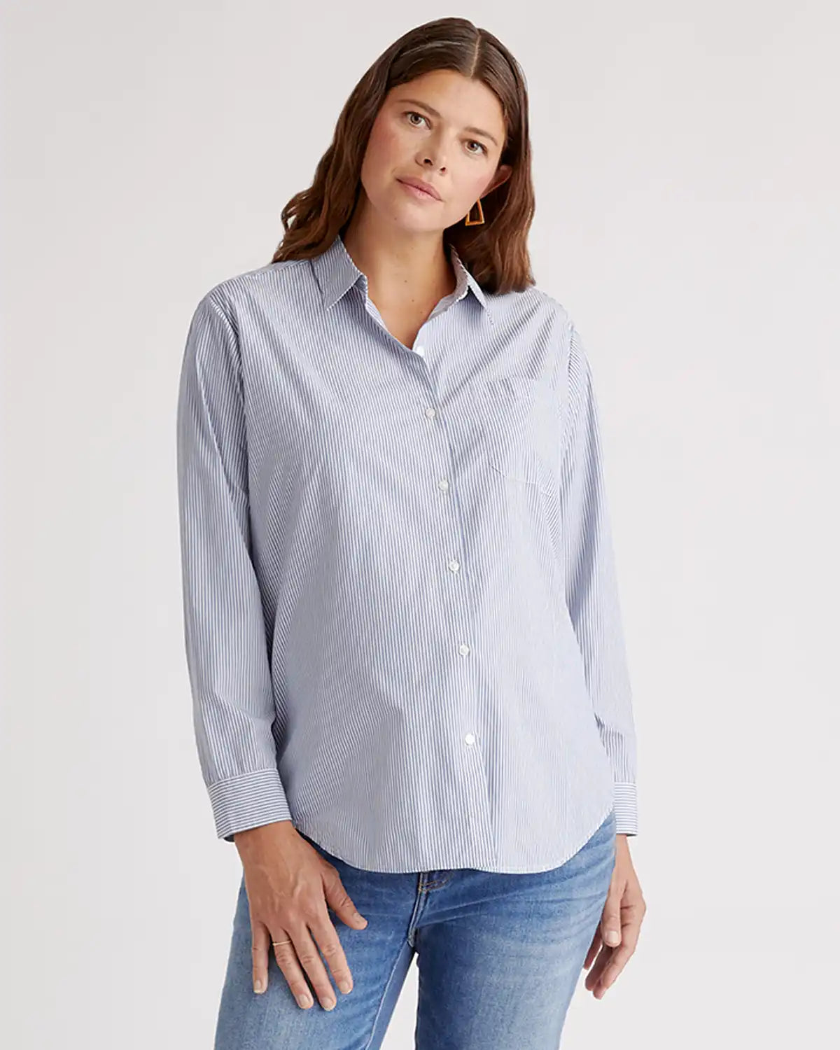 100% Organic Cotton Poplin Maternity Long Sleeve Shirt