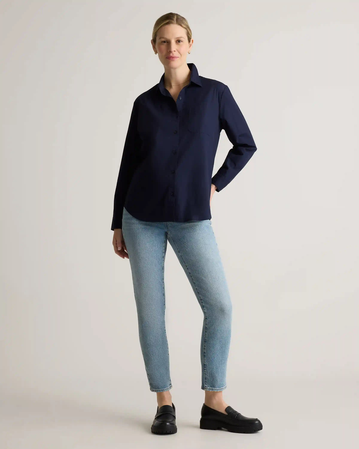 100% Organic Cotton Poplin Maternity Long Sleeve Shirt