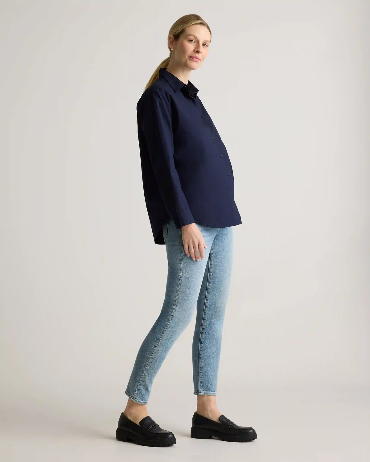 100% Organic Cotton Poplin Maternity Long Sleeve Shirt