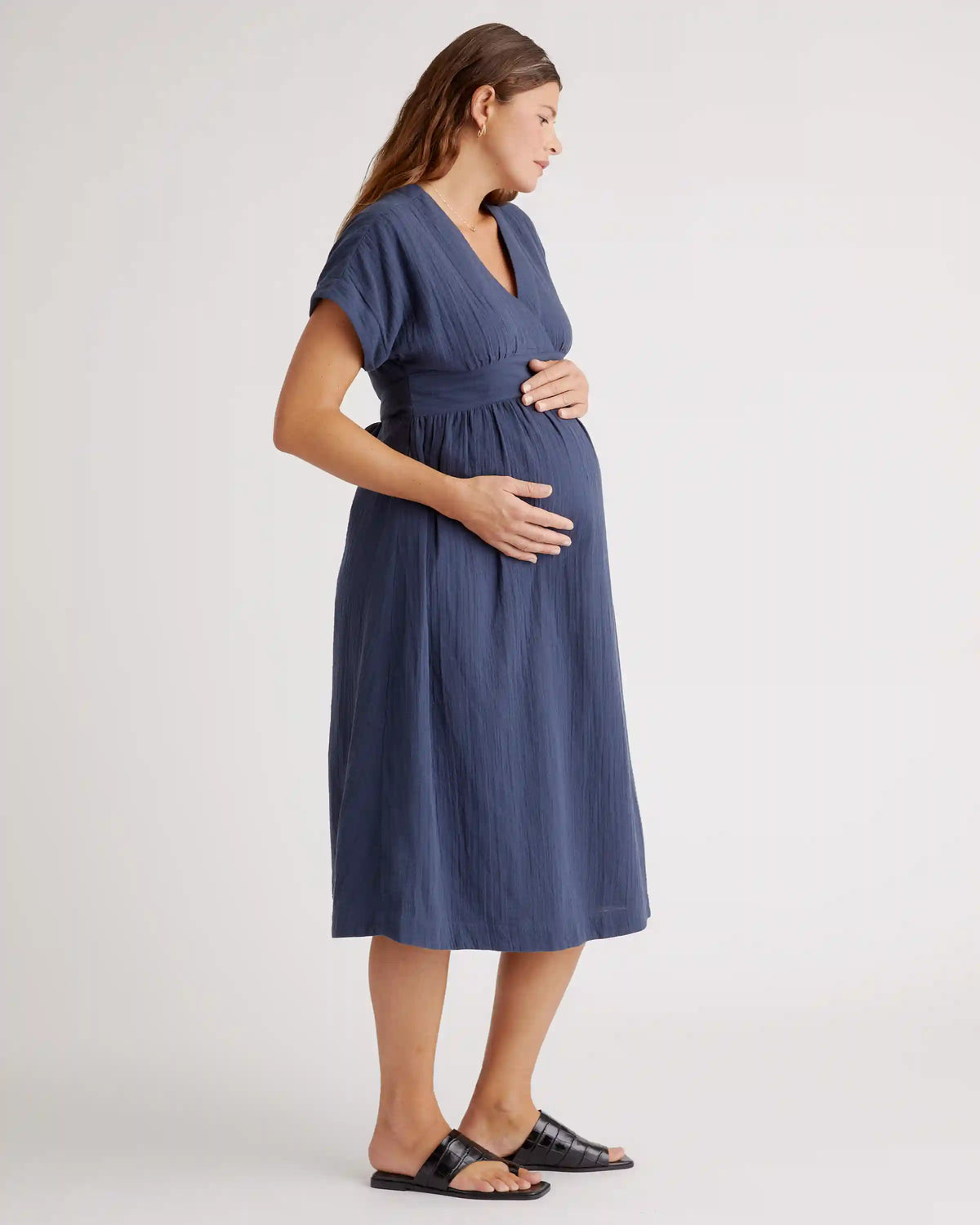 Organic Cotton Gauze Maternity Midi Dress