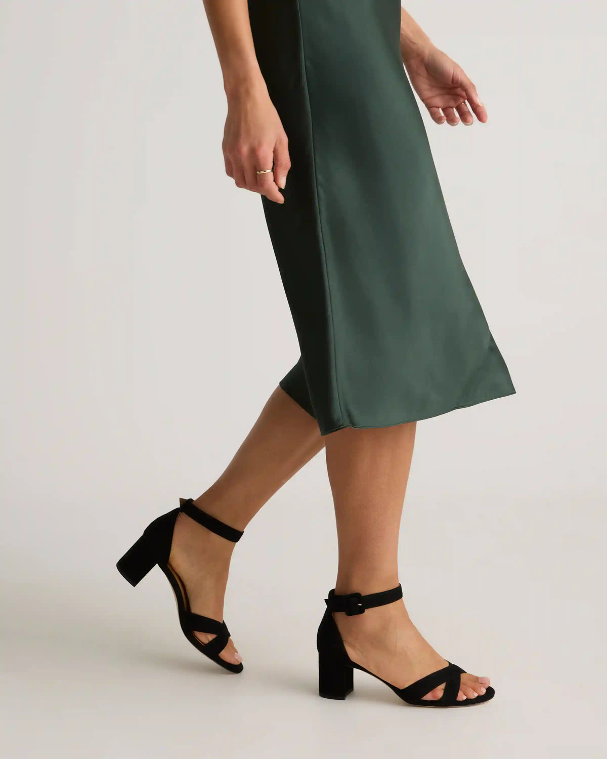 Italian Leather Crisscross Block Heel Sandal