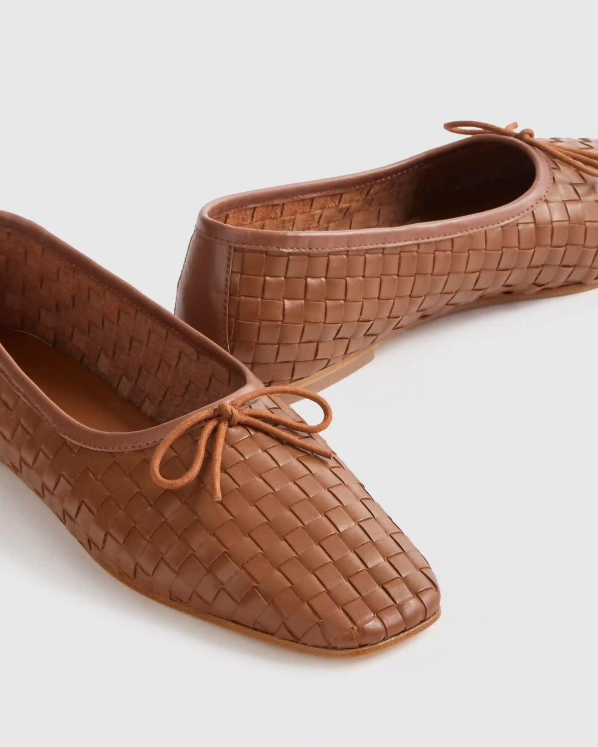 Italian Leather Handwoven Square Toe Ballet Flat