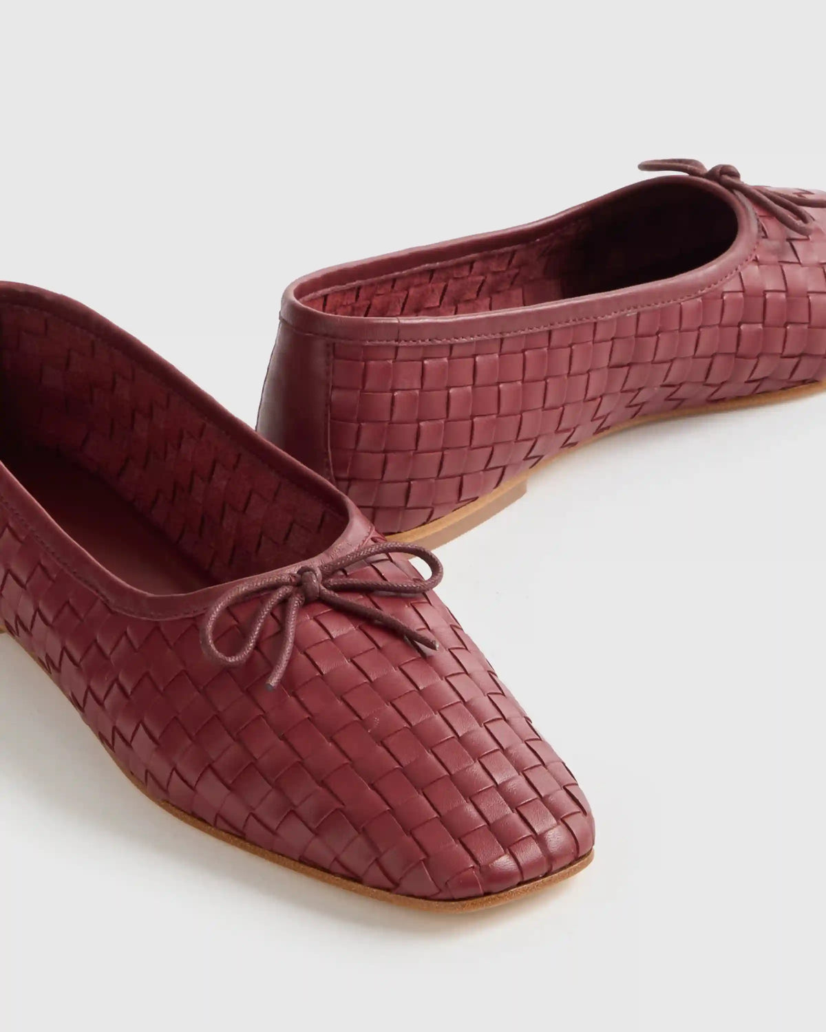 Italian Leather Handwoven Square Toe Ballet Flat
