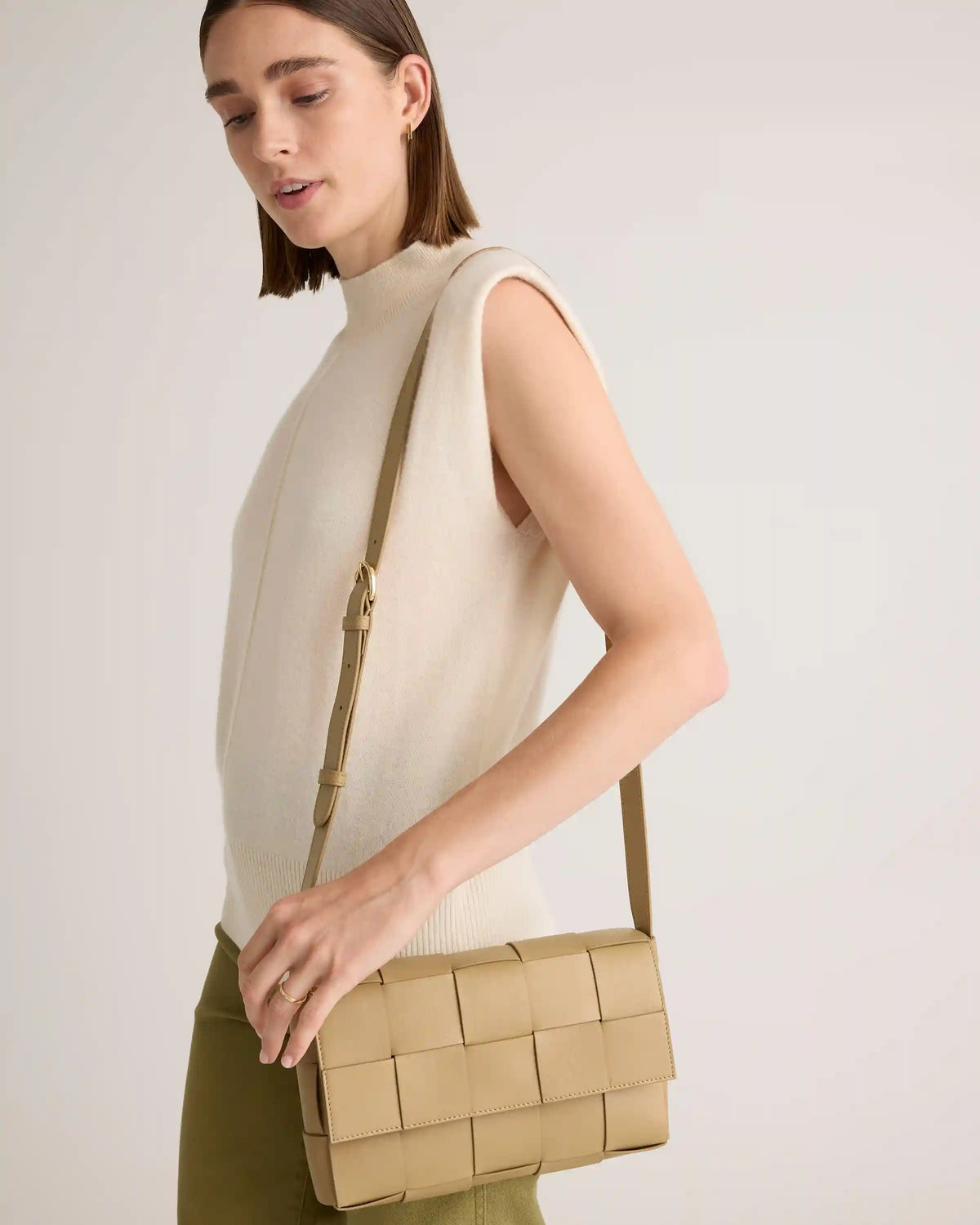 Italian Leather Handwoven Flap Crossbody