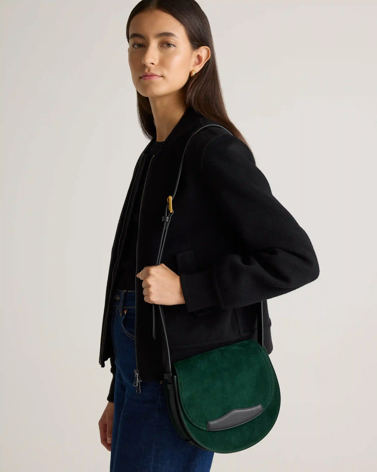 Italian Suede Saddle Bag