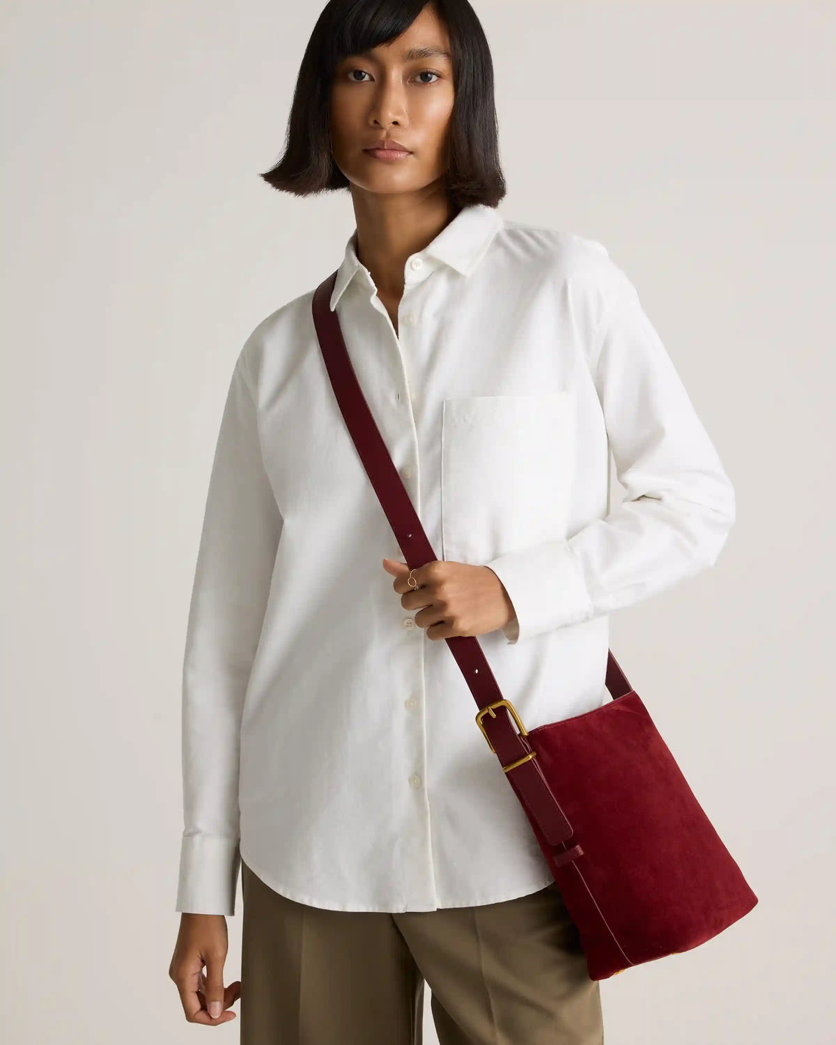 Italian Suede Bucket Crossbody