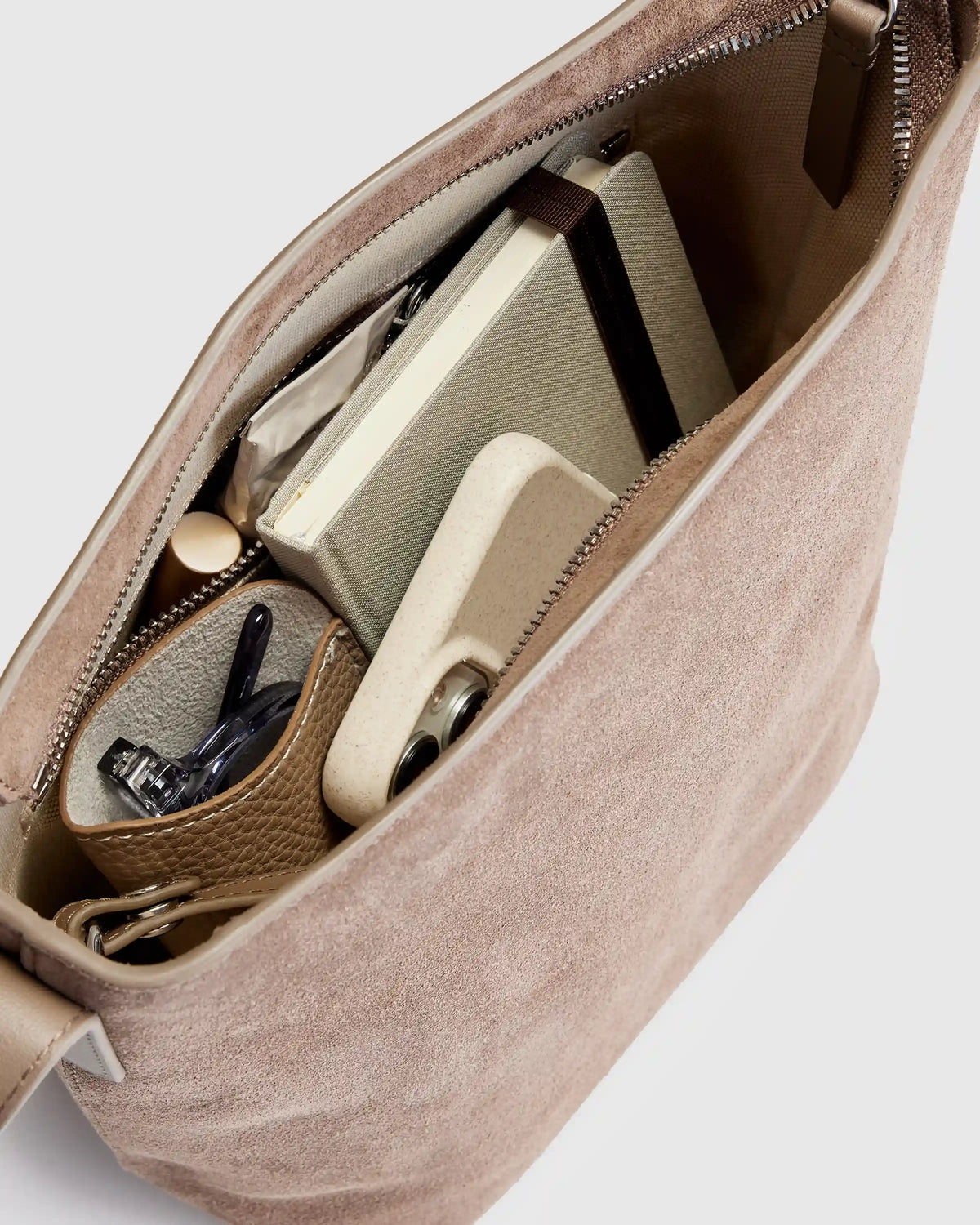 Italian Suede Bucket Crossbody