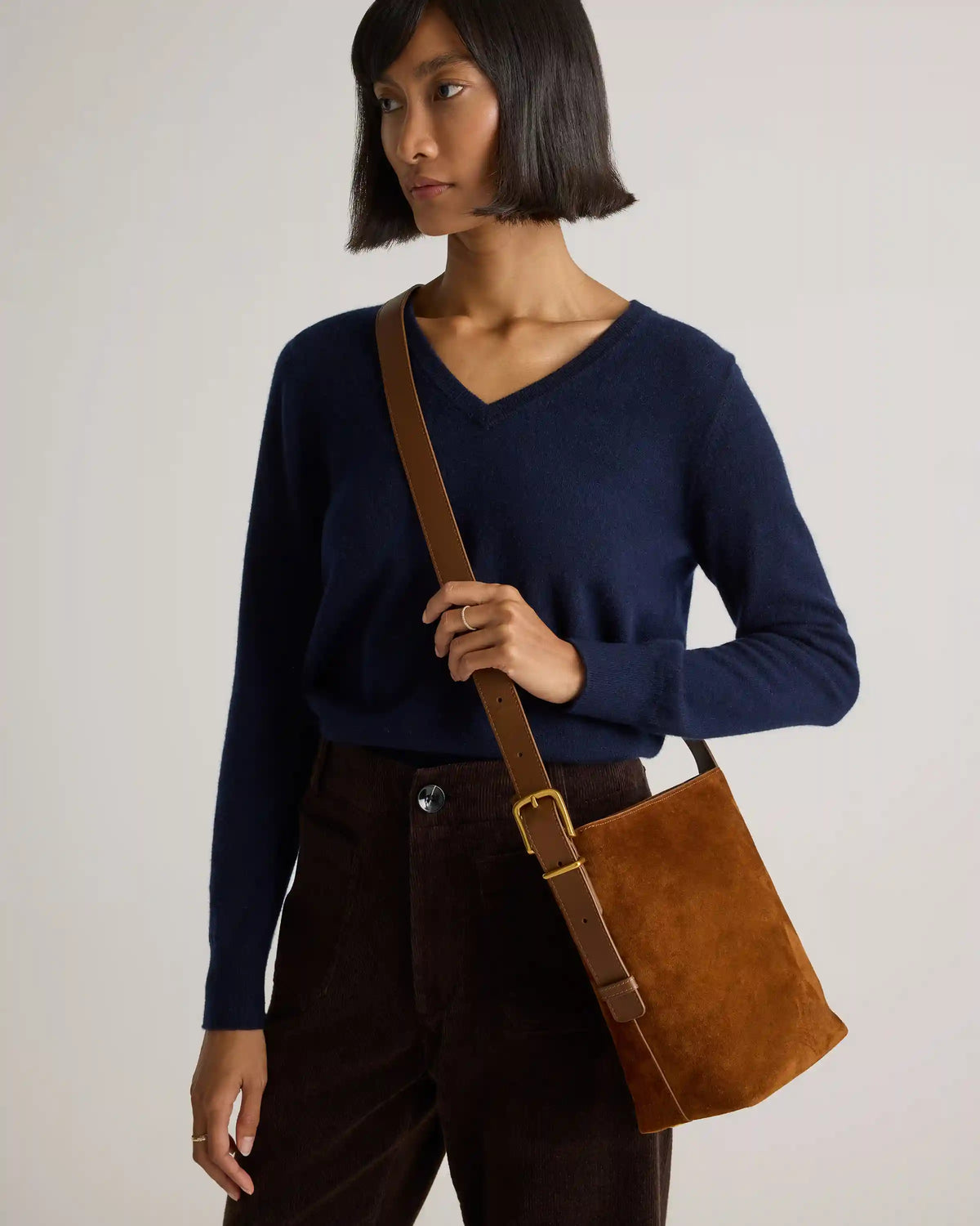 Italian Suede Bucket Crossbody