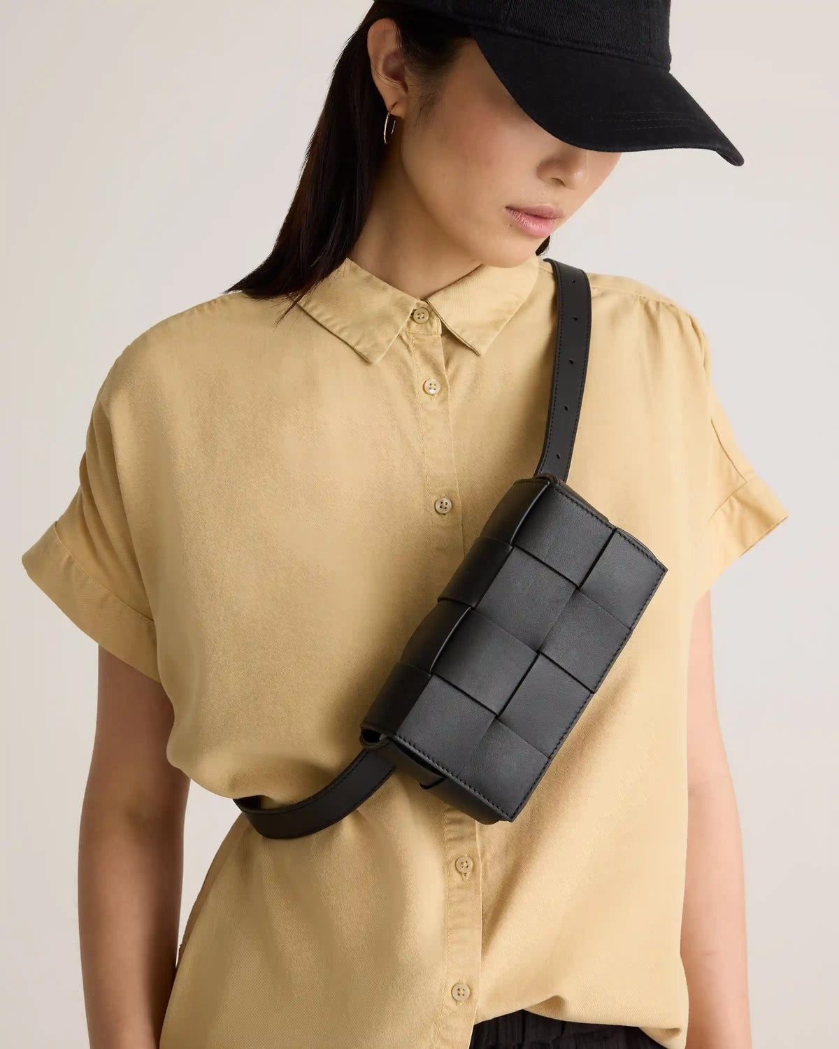 Italian Leather Handwoven Box Belt Bag