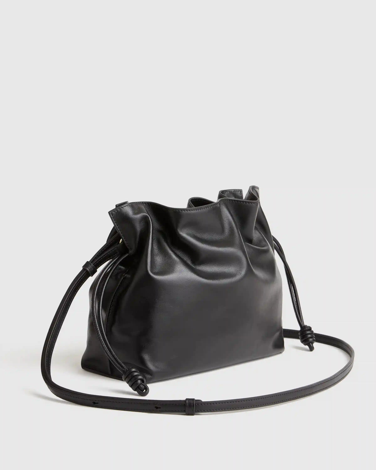 Italian Leather Drawstring Pouch Crossbody